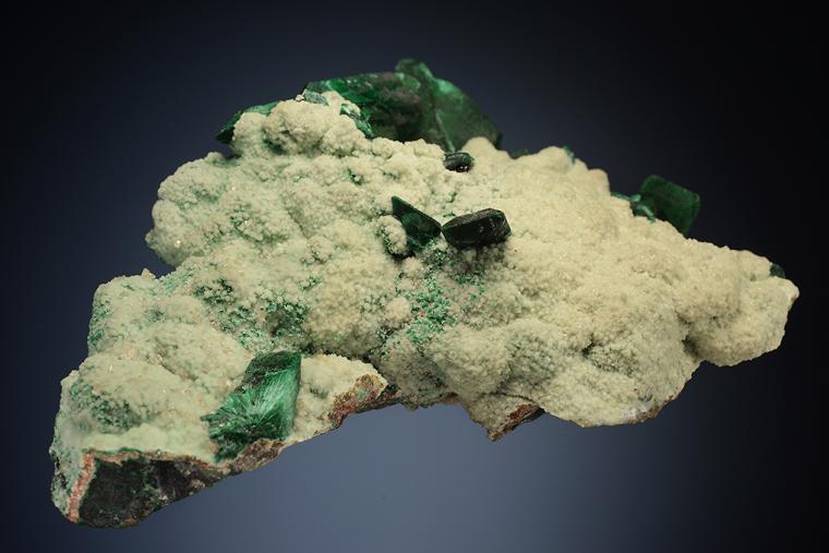 MALACHITE after AZURITE on SMITHSONITE